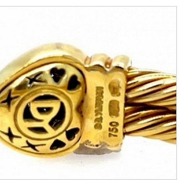 SOLD 18K David YurmanYG Double Cable 68 Diamond Heart Cuff Adjustable Bracelet - Picture 2 of 7
